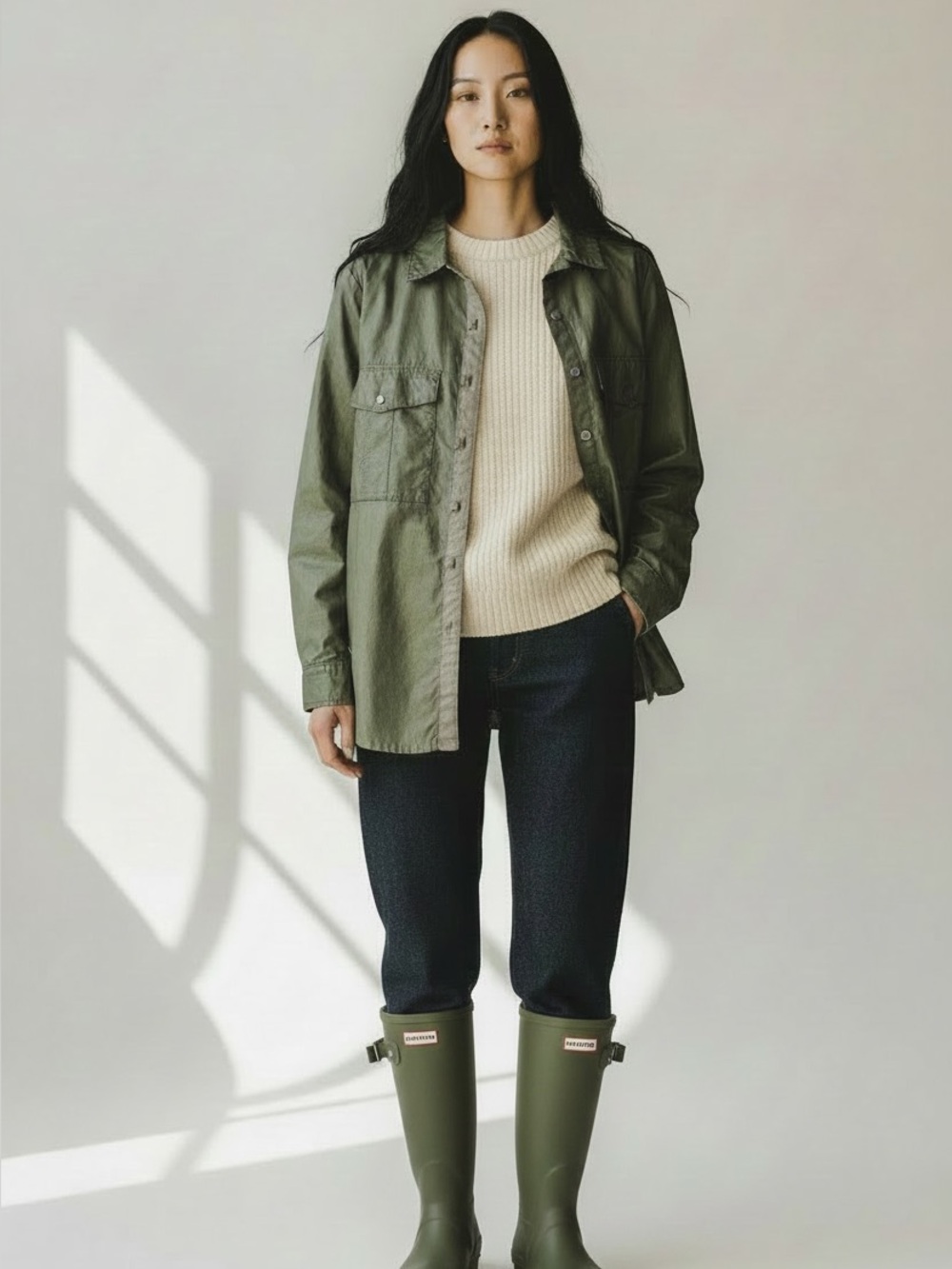 Anthropologie Hei Hei Wax Coated Cotton Utility Field Jacket Olive Green L